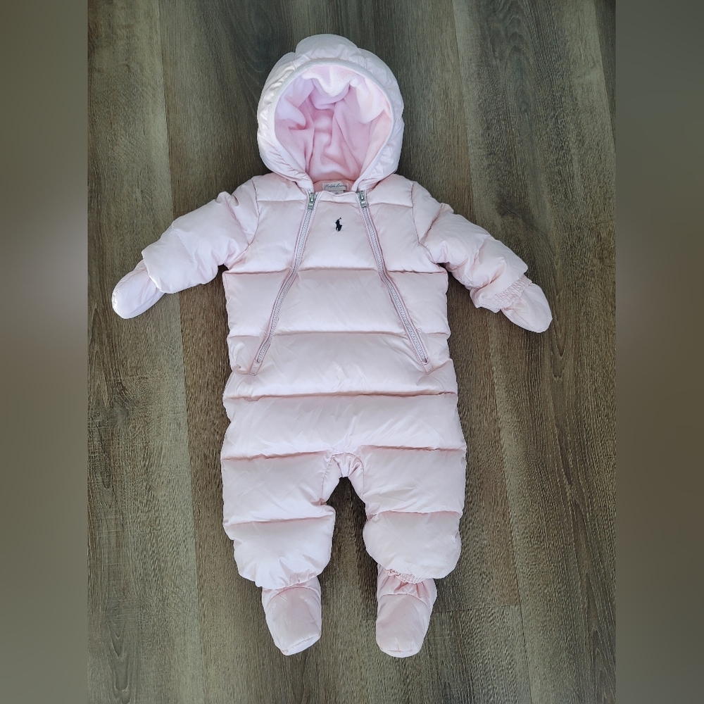 Polo by Ralph Lauren Baby Pink Puffer Snowsuit